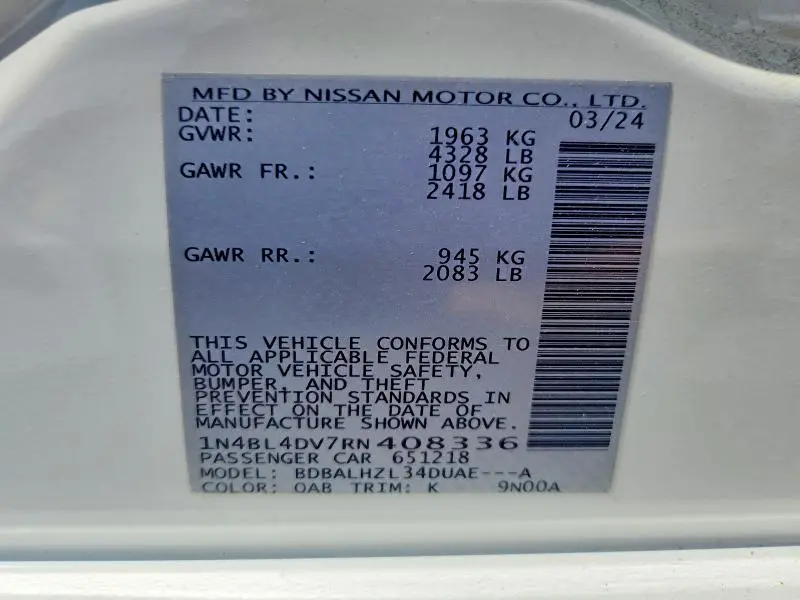 2024 NISSAN ALTIMA SV  