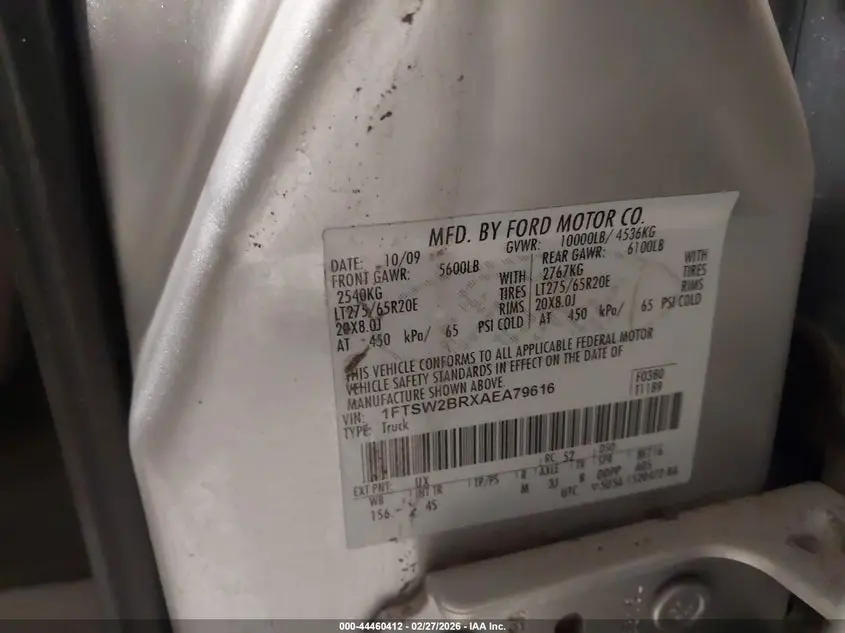 2010 FORD F-250 CABELA'S/HARLEY-DAVIDSON/KING RANCH/LARIAT/XL/XLT