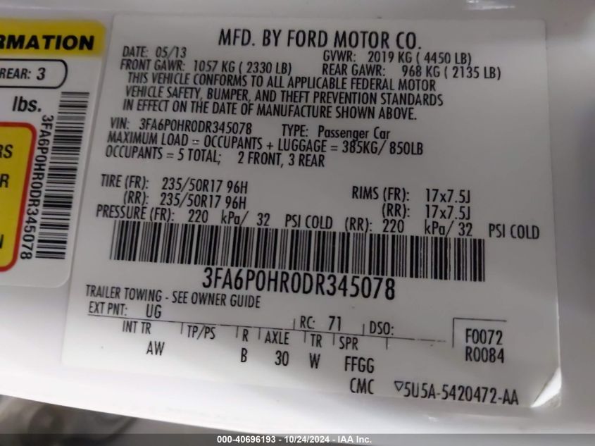 2013 FORD FUSION SE