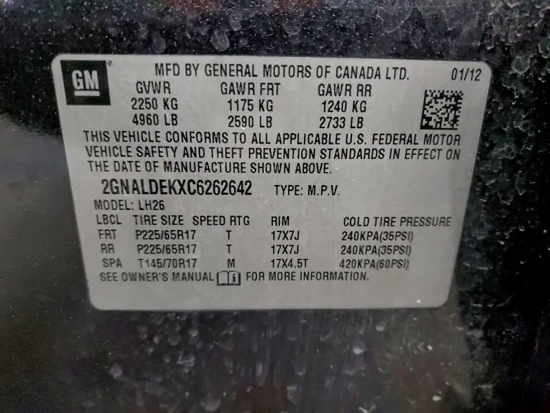 2012 CHEVROLET EQUINOX LT  