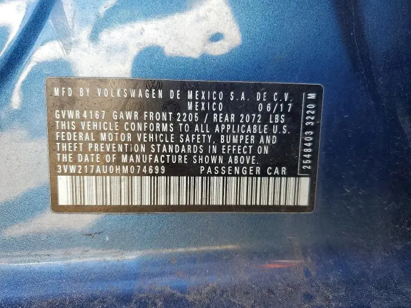 2017 VOLKSWAGEN GOLF S  