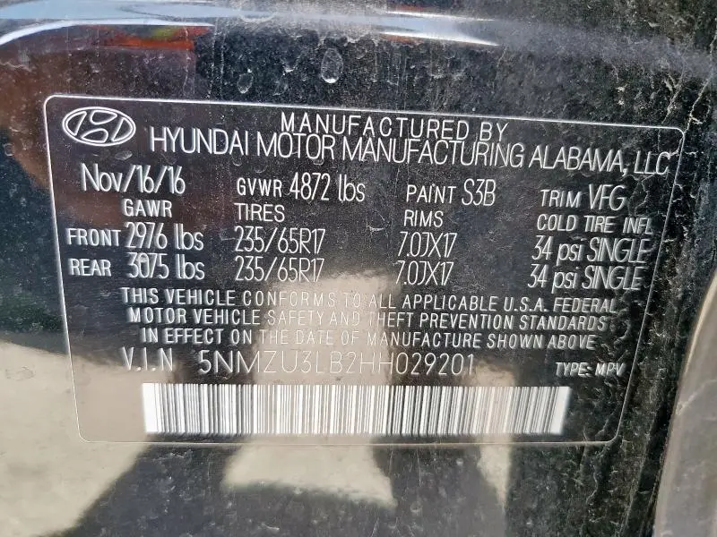 2017 HYUNDAI SANTA FE SPORT   