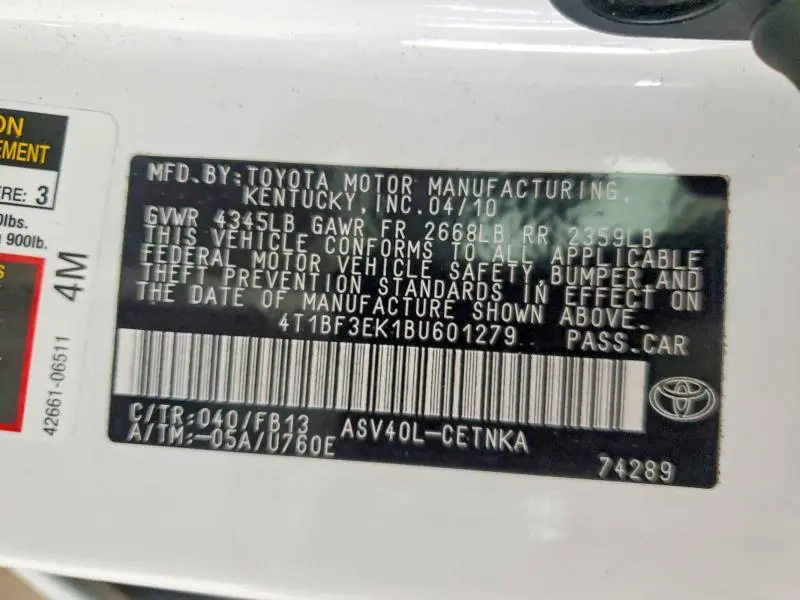 2011 TOYOTA CAMRY LE  