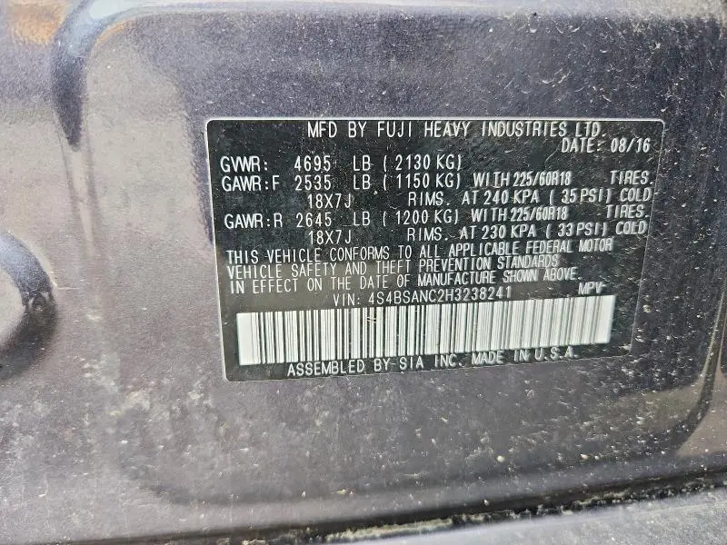 2017 SUBARU OUTBACK 2.5I LIMITED  