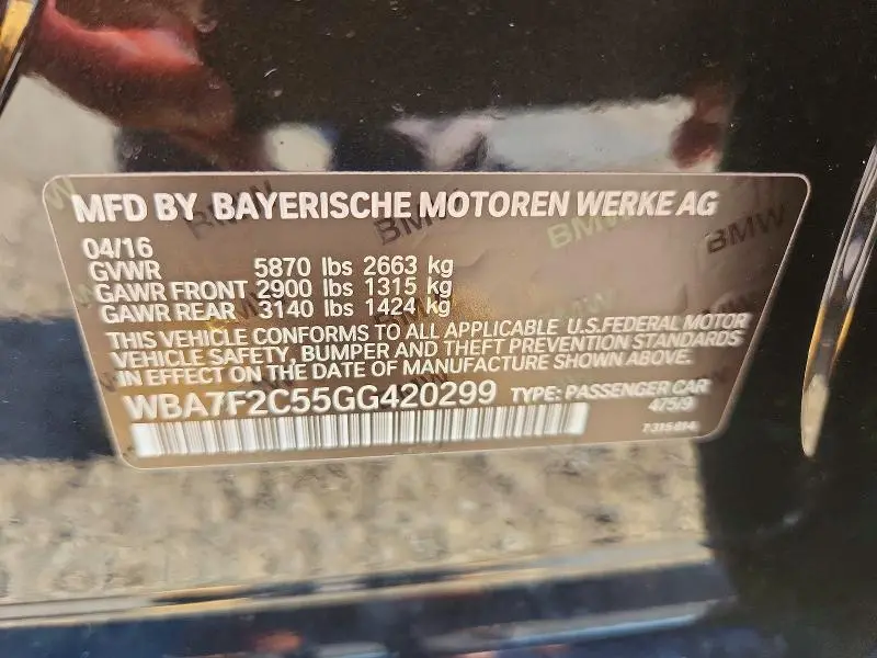 2016 BMW 750 XI  