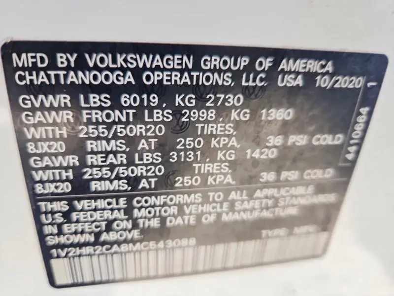 2021 VOLKSWAGEN ATLAS SE  