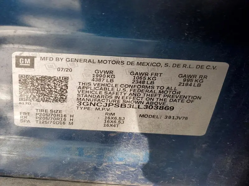 2020 CHEVROLET TRAX 1LT  