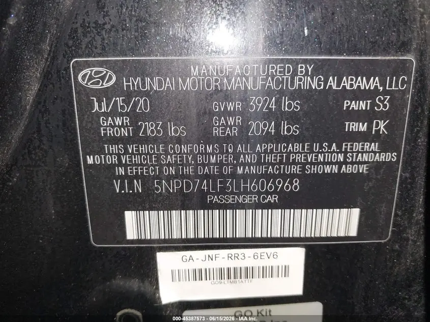 2020 HYUNDAI ELANTRA SE