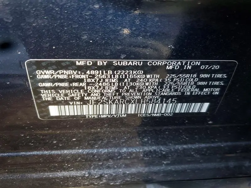 2020 SUBARU FORESTER SPORT  