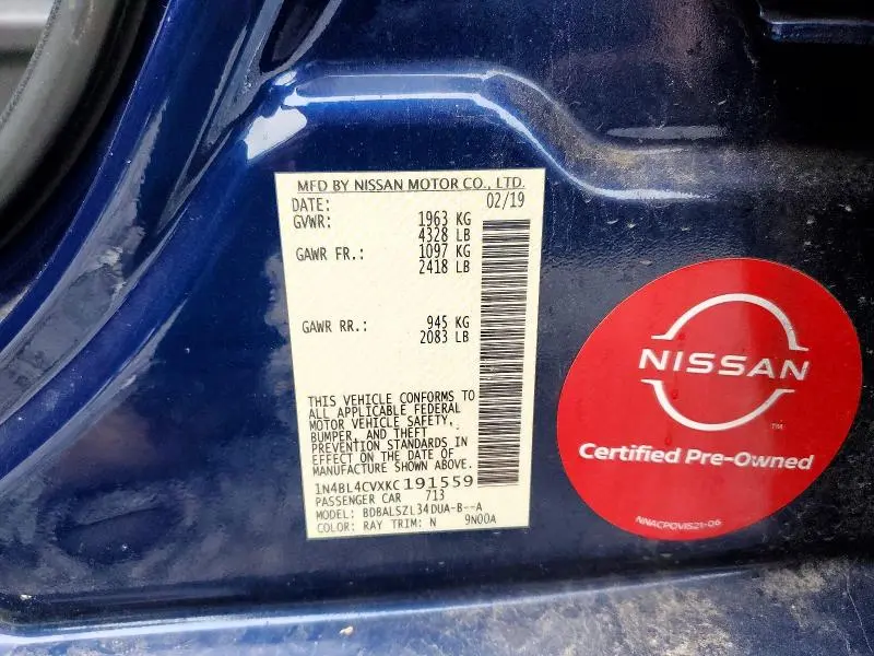 2019 NISSAN ALTIMA SR  