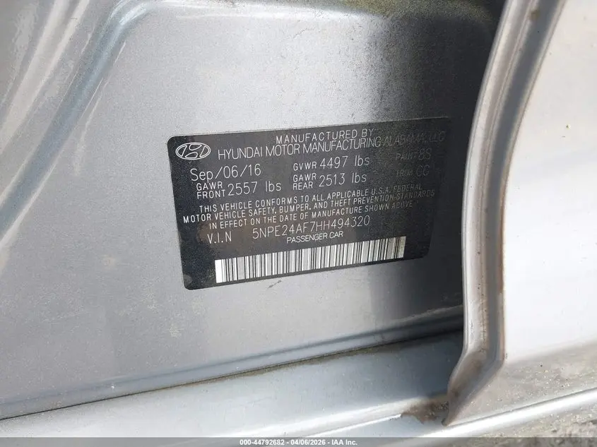 2017 HYUNDAI SONATA SE