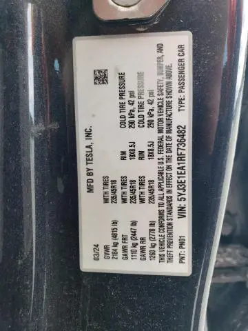 2024 TESLA MODEL 3   