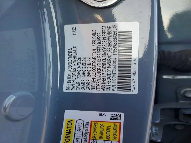 2022 HONDA ACCORD SPORT  