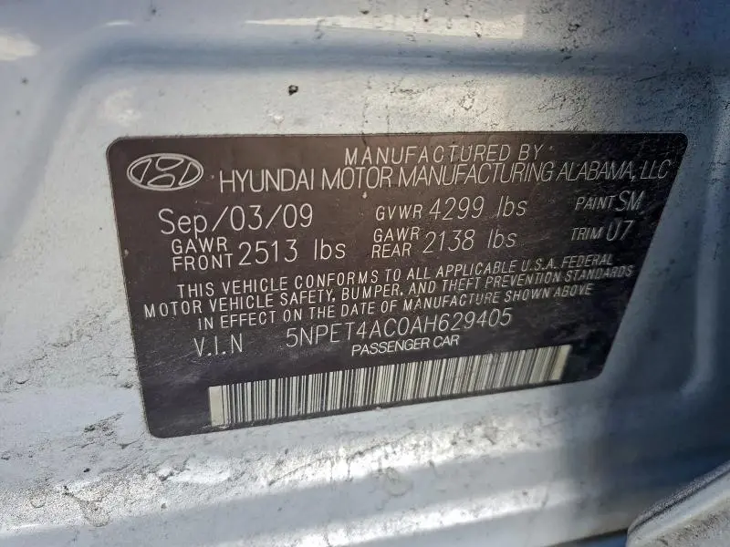 2010 HYUNDAI SONATA GLS  