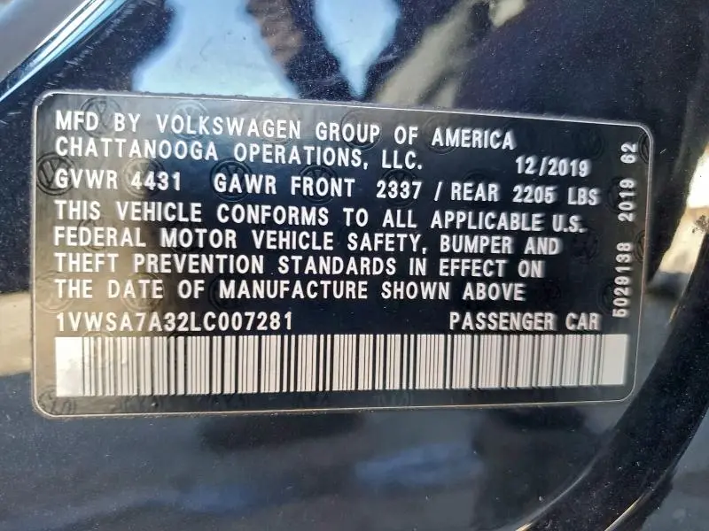 2020 VOLKSWAGEN PASSAT SE  