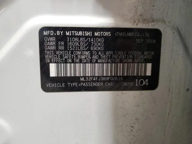 2019 MITSUBISHI MIRAGE G4 SE  