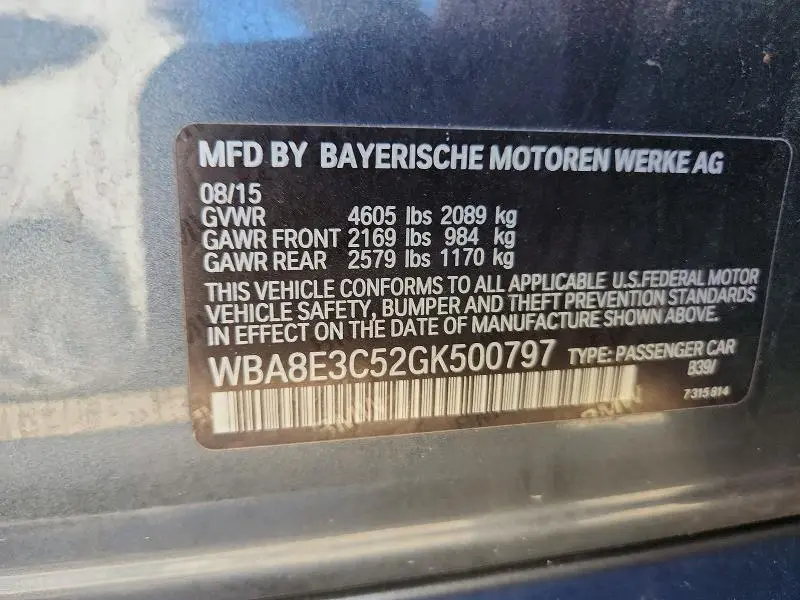 2016 BMW 328 XI SULEV  