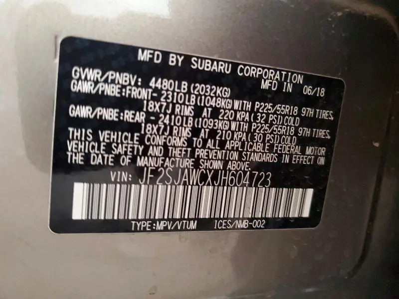 2018 SUBARU FORESTER 2.5I TOURING  