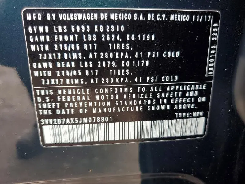 2018 VOLKSWAGEN TIGUAN SE  