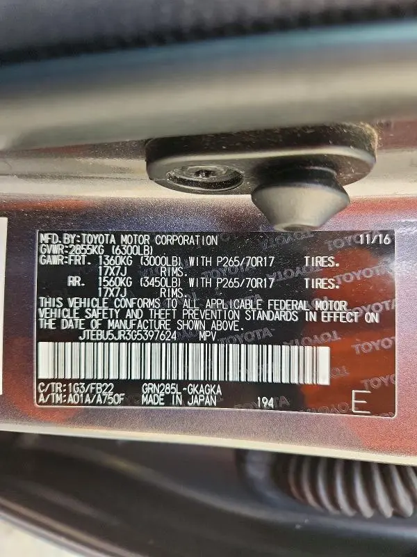 2016 TOYOTA 4RUNNER SR5  