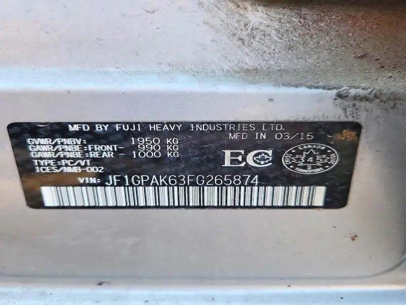 2015 SUBARU IMPREZA PREMIUM PLUS  