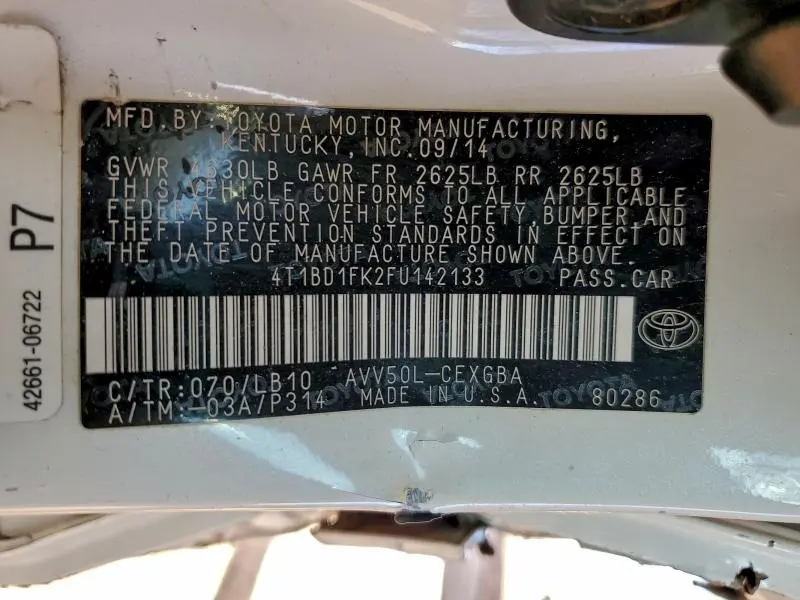 2015 TOYOTA CAMRY HYBRID  