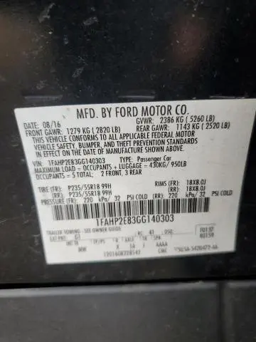 2016 FORD TAURUS SEL  