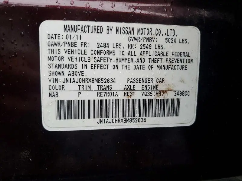 2011 INFINITI EX35 BASE  