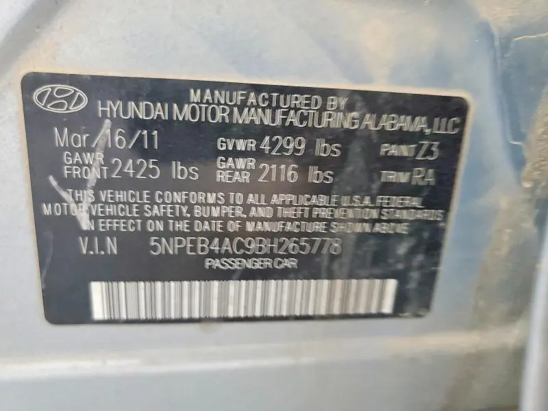 2011 HYUNDAI SONATA GLS  