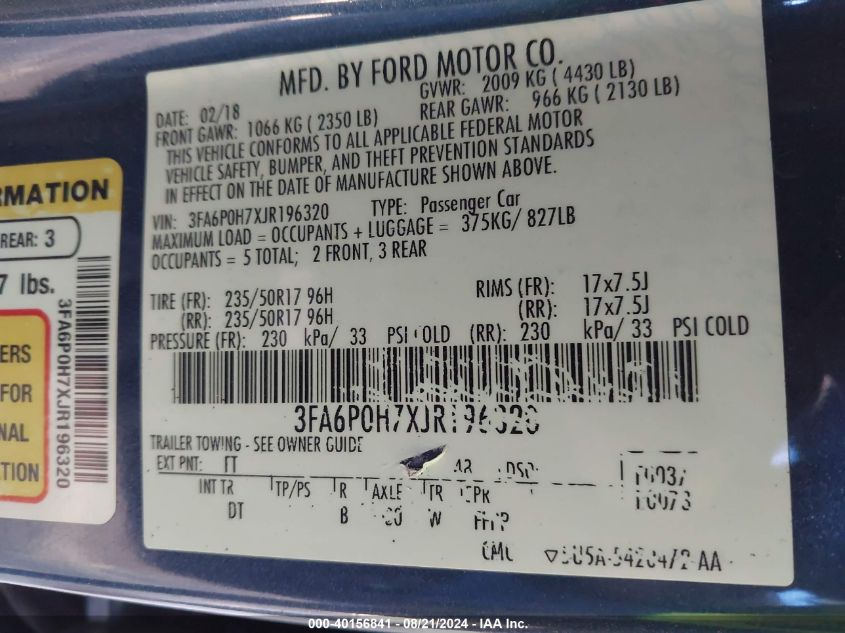 2018 FORD FUSION SE