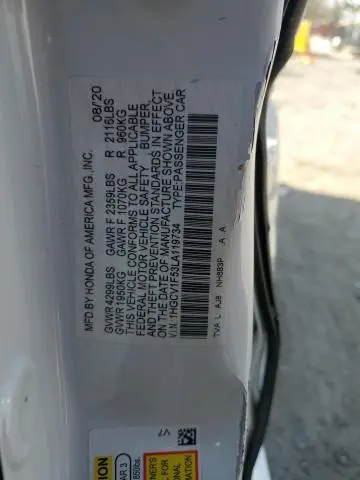 2020 HONDA ACCORD EXL  
