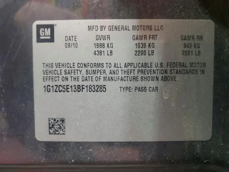 2011 CHEVROLET MALIBU 1LT  
