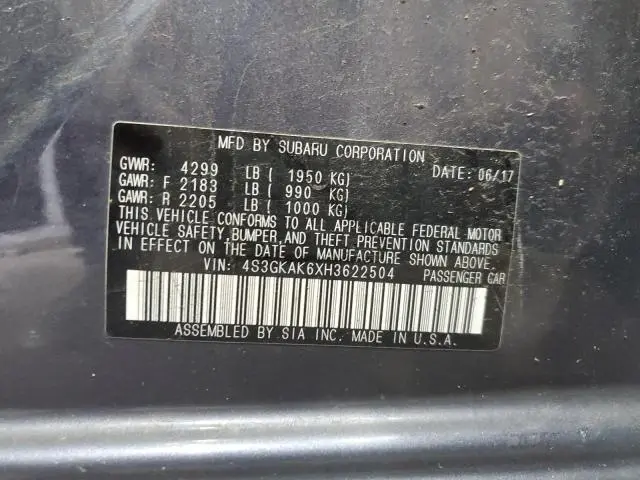 2017 SUBARU IMPREZA SPORT  