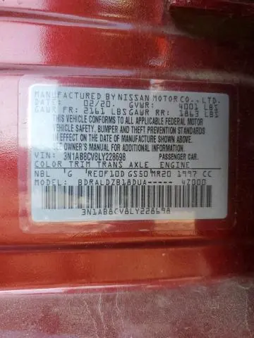 2020 NISSAN SENTRA SV  