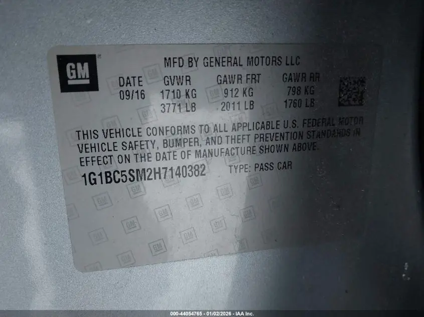 2017 CHEVROLET CRUZE LS AUTO