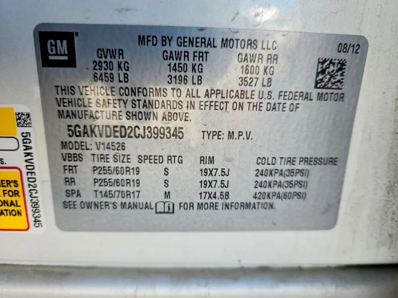 2012 BUICK ENCLAVE   
