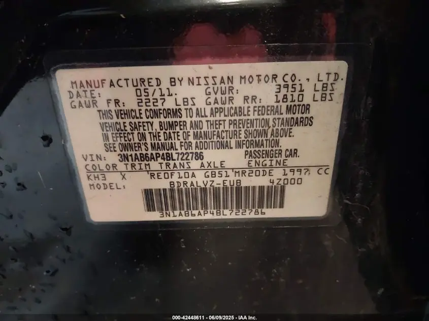 2011 NISSAN SENTRA 2.0SL