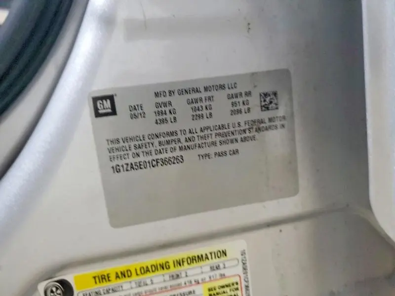 2012 CHEVROLET MALIBU LS  