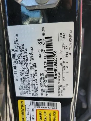 2016 FORD FUSION SE PHEV  