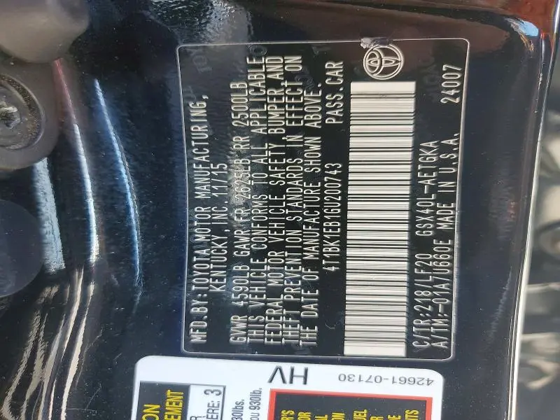 2016 TOYOTA AVALON XLE PLUS  