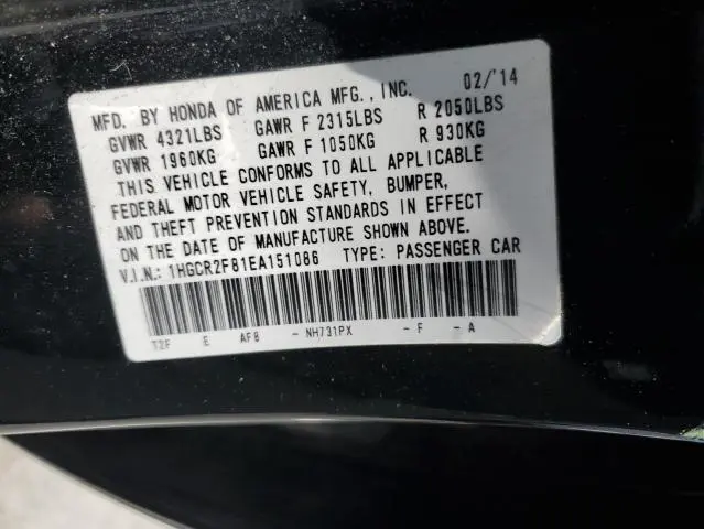 2014 HONDA ACCORD EXL  