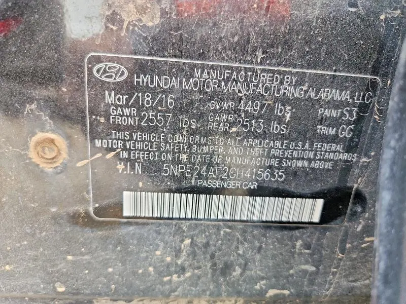 2016 HYUNDAI SONATA SE  