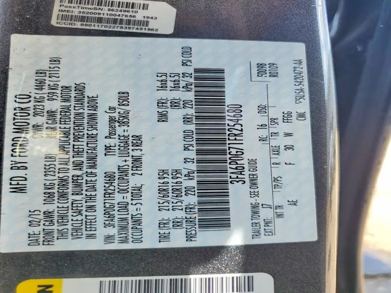 2015 FORD FUSION S  