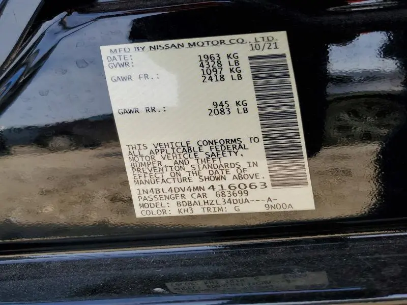 2021 NISSAN ALTIMA 2.5 SV  