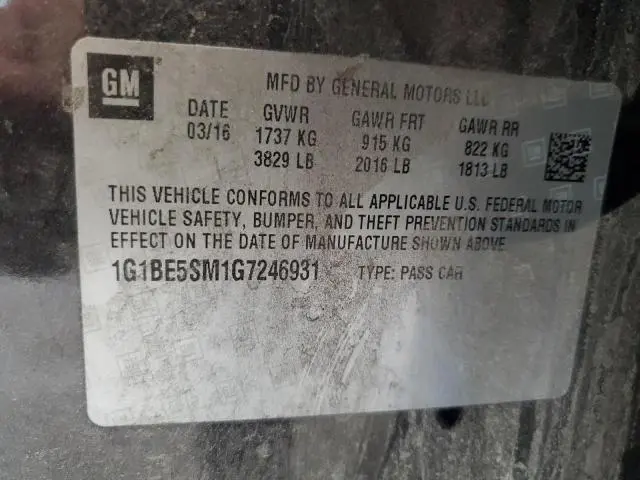 2016 CHEVROLET CRUZE LT  