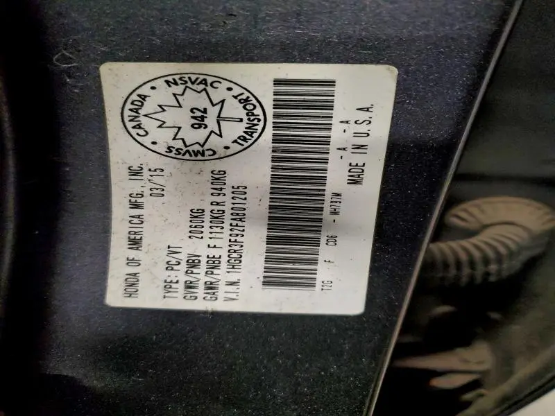 2015 HONDA ACCORD TOURING  