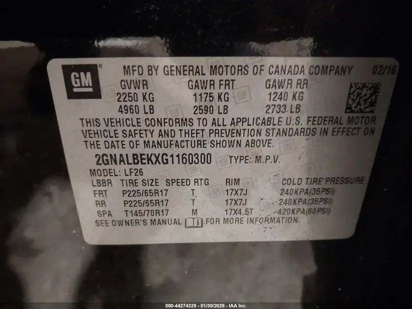 2016 CHEVROLET EQUINOX LS