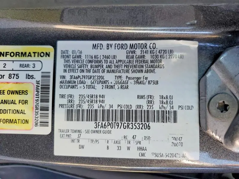 2016 FORD FUSION SE  