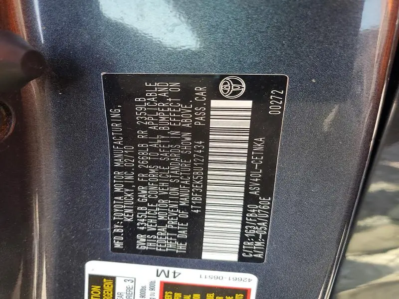 2011 TOYOTA CAMRY BASE  