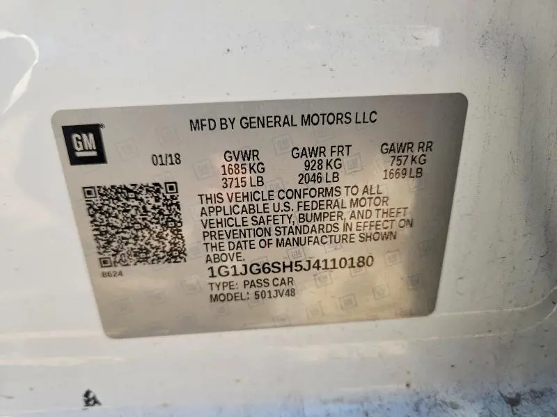 2018 CHEVROLET SONIC   